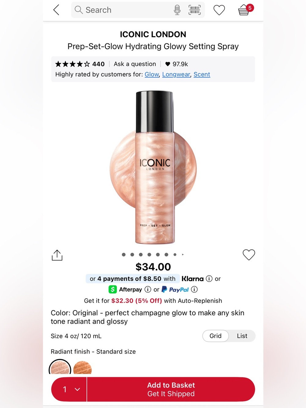 ICONIC London Champagne Glow Hydrating Setting Spray
